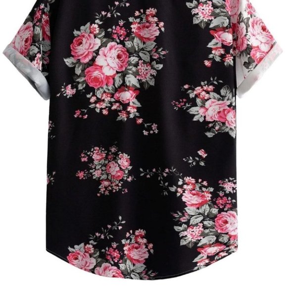 Black & White Mens Button Up Tee Shirt - Picture 4 of 6